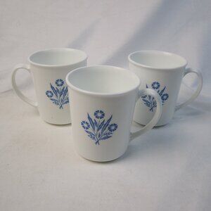 Vintage Corning Blue Cornflower Mugs Coffee Cup Lot of 3 - USA